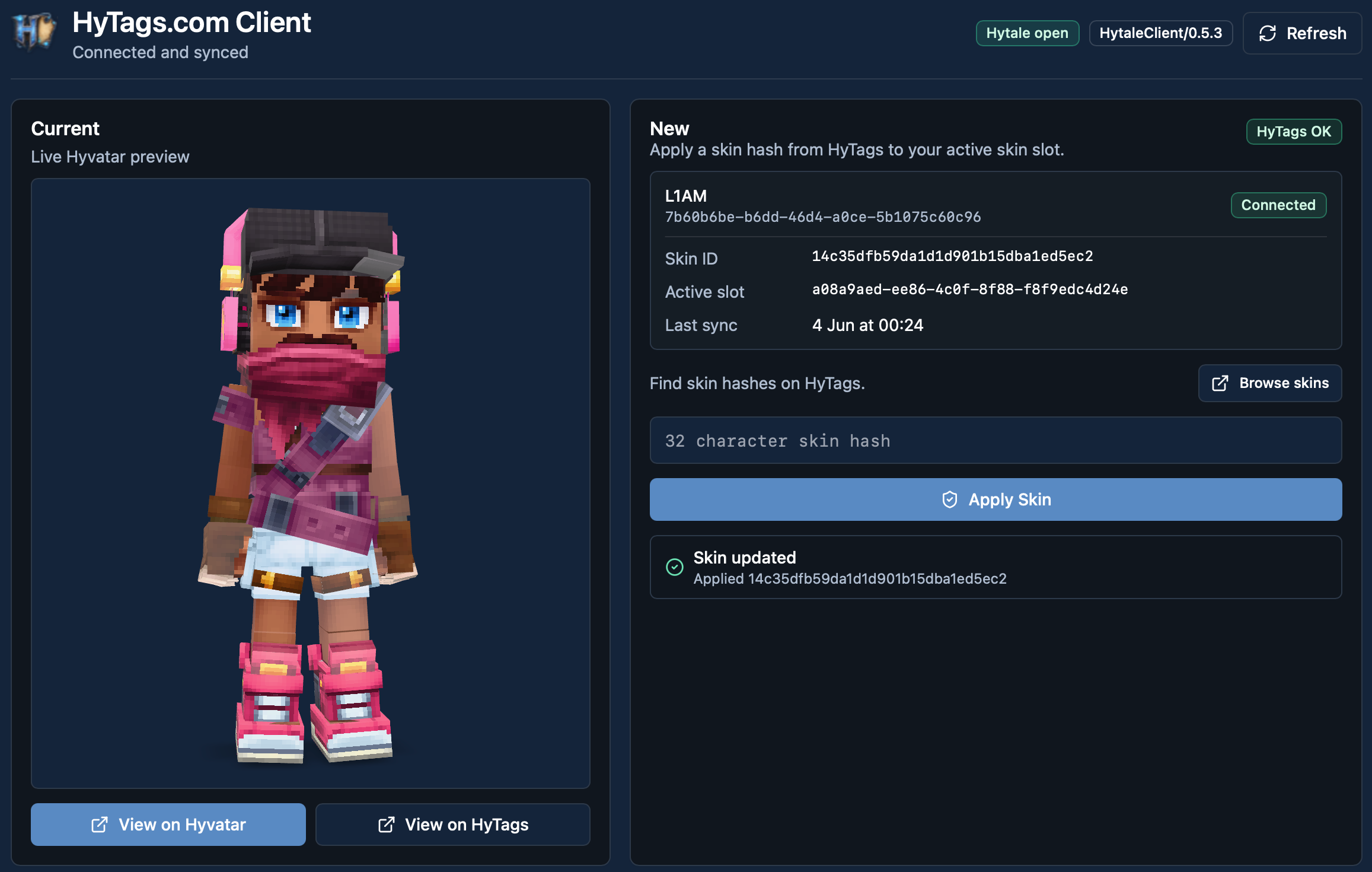 HyTags Client app screenshot